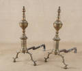 Pair of Federal brass andirons