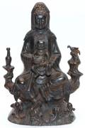 CHINESE BRONZE QUAN YIN W CHILD BUDDHA