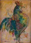 Sally Boroson Rooster Oil on Panel