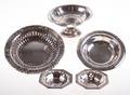 Four Sterling Bowls and One Weighted Compote