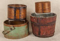 Six painted buckets and pantry boxes