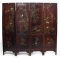 A Chinese Lacquered Four Panel Floor Screen