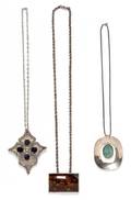 A Collection of Sterling Silver and Gemstone Necklaces