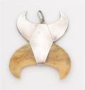 A Modernist Silver and Bone Bull Horn Motif Pendant