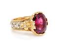 An 18 Karat Yellow Gold Silver and Rhodolite Garnet Ring Federico Buccellati