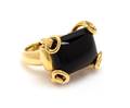 An 18 Karat Yellow Gold and Onyx Horsebit Ring Gucci