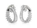 A Fine Pair of Platinum and Diamond Hoop Earclips