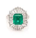 A Platinum Emerald and Diamond RingPendant