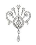 A 14 Karat White Gold and Diamond PendantBrooch
