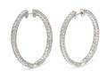 A Pair of White Gold and Diamond Hoop Earrings
