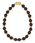 An 18 Karat Yellow Gold and Onyx Bead Necklace
