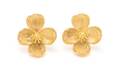 A Pair of 18 Karat Yellow Gold Dogwood Motif Earclips
