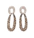 A Pair of 14 Karat White Gold Colored Diamond and Diamond Earrings