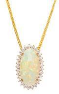A Yellow Gold Opal and Diamond Pendant
