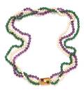 A 14 Karat Yellow Gold Amethyst Aventurine Quartz and Cultured Pearl Multi Strand Necklace