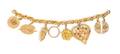 A 18 Karat Yellow Gold Link Bracelet with Eight Attached Gold Charms