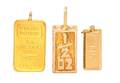A Collection of Yellow Gold Ingot Motif Pendants