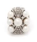 A White Gold Cultured Pearl and Diamond Ring