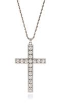 A Platinum and Diamond Cross Pendant