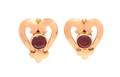 A Pair of Retro Rose Gold and Garnet Heart Motif Earrings