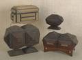 Four tramp art trinket boxes