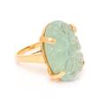 A 14 Karat Yellow Gold and Aquamarine Ring