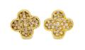 A Pair of 18 Karat Yellow Gold and Diamond Quatrefoil Earclips