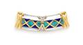 A 14 Karat Yellow Gold MotherofPearl Diamond Opal and Lapis Lazuli SlidePendant Asch Grossbardt