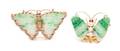 A Collection of 14 Karat Yellow Gold Jade and Gemstone Butterfly Brooches