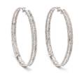 A Pair of 18 Karat White Gold and Diamond Hoop Earrings
