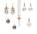 A Collection of Gold Cultured Pearl and Diamond Jewelry