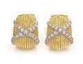 A Pair of 18 Karat Yellow Gold Platinum and Diamond Earclips