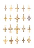 A Collection of Gold Cross Pendants Greece
