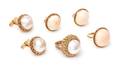 A Collection of 14 Karat Gold Angel Skin Coral and Mabe Pearl Jewelry