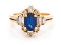 A 14 Karat Yellow Gold Sapphire and Diamond Ring
