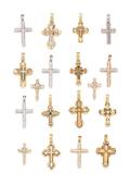 A Collection of Gold and Cubic Zirconia Cross Pendants