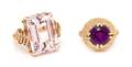 A Collection of 14 Karat Yellow Gold and Gemstone Rings