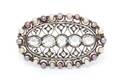 A Victorian Silver Diamond and Multicolor Pearl Brooch