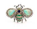 A Victorian Silver Topped Gold Diamond Sapphire Emerald and Opal Insect Brooch