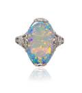 An Edwardian Platinum Opal and Diamond Ring