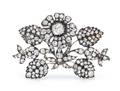A Silver Topped Gold and Diamond Foliate Motif Brooch