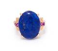A Retro Rose Gold Lapis Lazuli and Ruby Ring