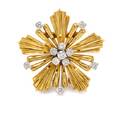 A Retro 18 Karat Bicolor Gold and Diamond Brooch George Schuler