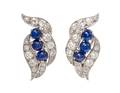 A Pair of Art Deco Platinum Sapphire and Diamond Earclips