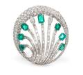 A Platinum Emerald and Diamond Brooch