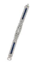 An Art Deco Platinum Sapphire and Diamond Bracelet