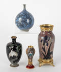 Four enameled vases