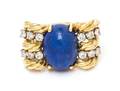 An 18 Karat Yellow Gold Lapis Lazuli and Diamond Ring
