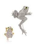 A Platinum Yellow Gold Diamond and Emerald Frog Brooch Tiffany  Co Circa 1996