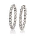 A Pair of 18 Karat White Gold and Diamond Hoop Earrings